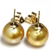 South Sea Pearl Stud Earrings 14.5 MM Deep Golden AAA