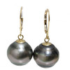 Tahitian Pearl Dangle Leverback  Earrings 14 MM AAA