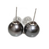 Tahitian Pearl Stud Earrings 12 MM Black Green AAA-