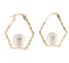 Japanese Akoya Pearl Octagonal Hoop Earrings
