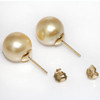 South Sea Pearl Stud Earrings 14kt 12 MM Golden AAA