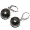 Tahitian Pearl & Diamond Dangle Leverback Earrings 14 MM AAA