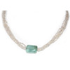 Akoya Keshi Pearl & Aquamarine Necklace AAA Flawless