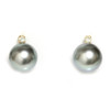 Tahitian Pearl Diamond Stud Earrings 9 MM  Blue  AAA Flawless