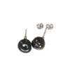 Tahitian Keshi Baroque Pearl & Diamond Earrings 18kt 11 - 12 MM Black AAA