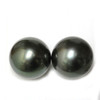 Tahitian Pearl Stud Earrings 15 MM Black  AAA