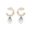 Crescent Sapphire Pearl Earrings
