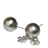 Tahitian Stud Baroque Pearl Earrings 13.5 mm Grey Green AAA