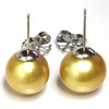 South Sea Pearl Stud Earrings 12 MM Deep Golden AAA Flawless