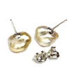 South Sea Keshi Baroque Pearl Stud Earrings AAA Flawless