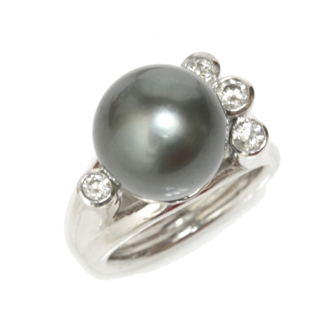 Tahitian pearl ring - 18K gold with Diamonds - RGYDPE00684 – Tahiti Pearl  Market