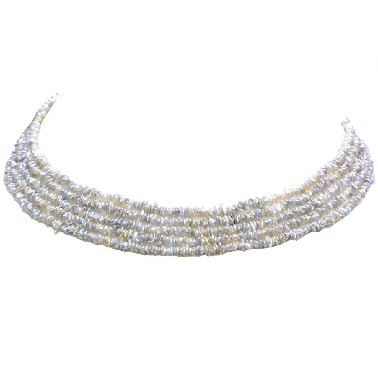 Akoya keshi Baroque Pearl Multi Necklace Silver Blue - Seven Seas