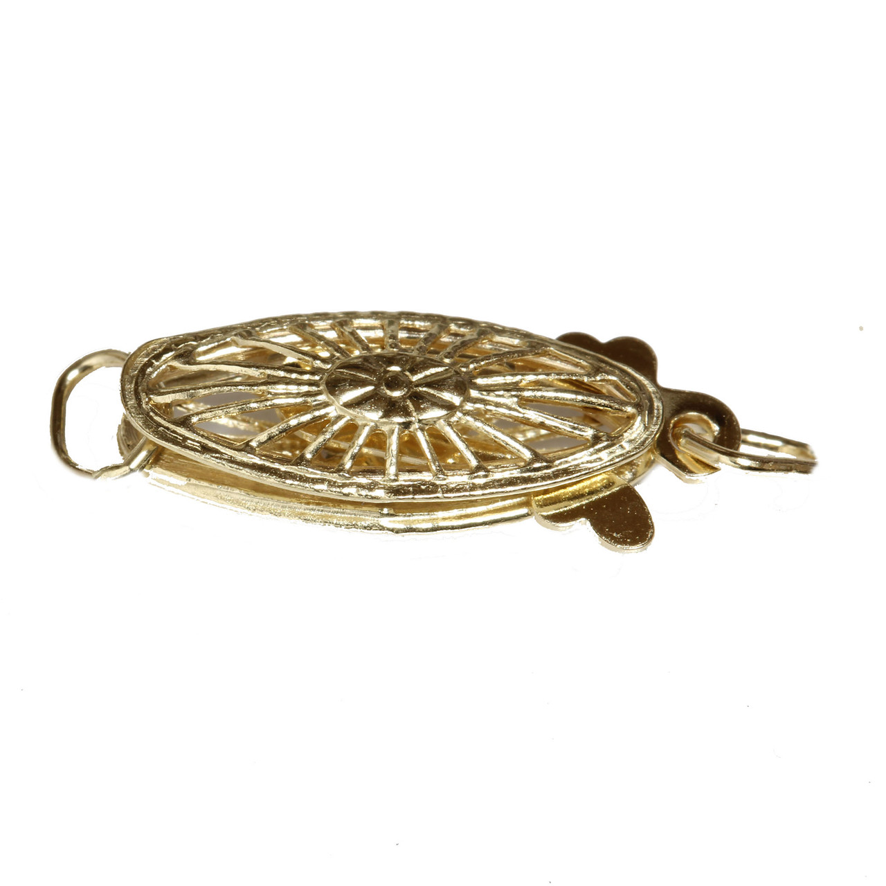 Classic 14kt Filigree Fish Hook Clasp Yellow Gold