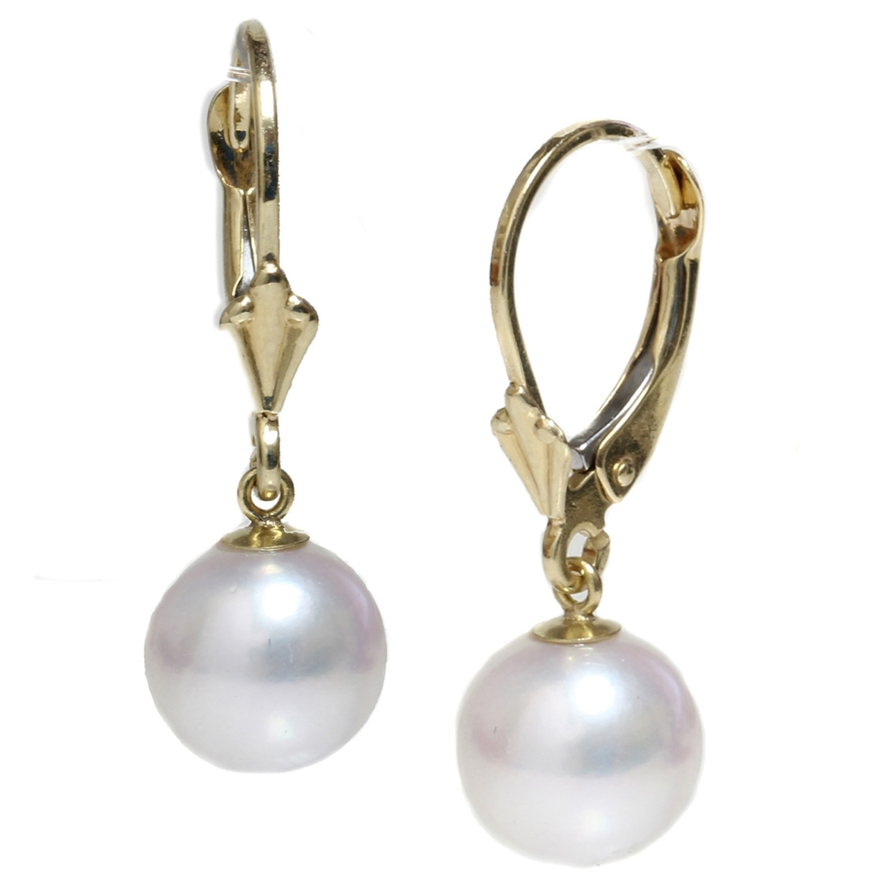 Japanese Akoya Pearl fleur des lis leverbacks Earrings - Seven Seas pearls