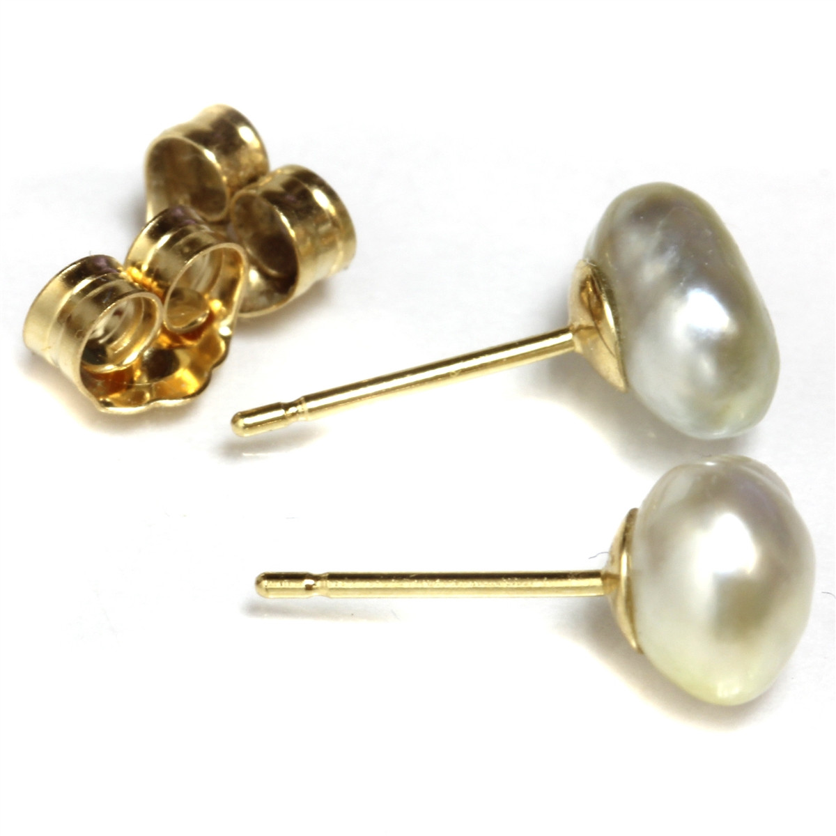 Australian South Sea Keshi Baroque Pearl Stud Earrings 5.5 MM seven