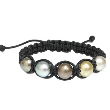 Tahitian Pearl Macrame Bracelet  Multicolor