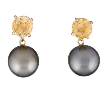 Tahitian Pearl & Citrine Earrings