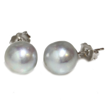 Akoya Pearl Baroque Stud Earrings Blue 9 - 9.5mm