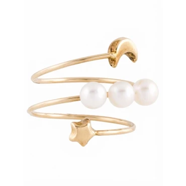 Moon & Star Akoya Pearl Ring