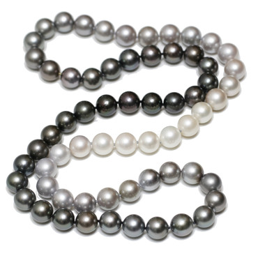 Tahitian Pearl Ombre Opera Necklace 13 - 12.5 mm AAA