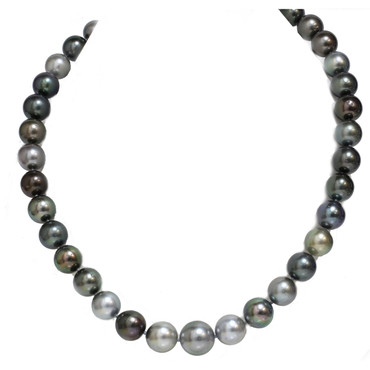 Tahitian Pearl Necklace 13 - 10 mm AAA- Soft Multi color