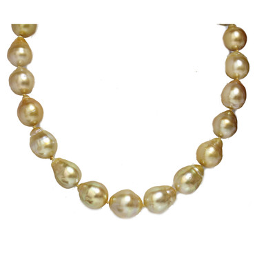 South Sea Pearl Baroque Necklace  17 - 14 MM Golden AAA-