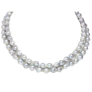 Akoya Baroque Opera Pearl Necklace  8.5 - 8 MM Blue AAA-