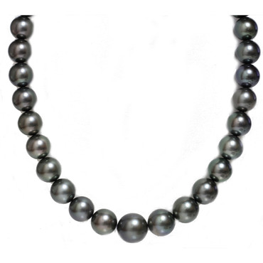 Tahitian Pearl Necklace 15 - 11 MM AAA Black / Dark Gray