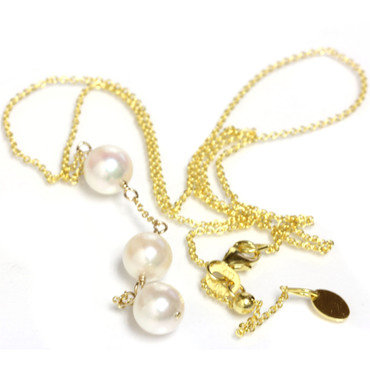 Akoya Pearl Y Necklace 14k Gold Adjustable Chain Akoya Pearl Y Necklace 14k Gold Adjustable Chain