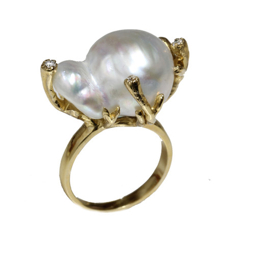 South Sea Pearl Diamond Atlantis Ring  AAA