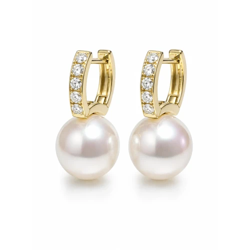 Akoya Cultured Pearl Diamond Drop Earrings