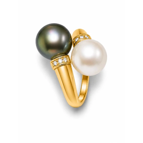 Tahitian Pearl & Akoya Twilight Diamond Ring