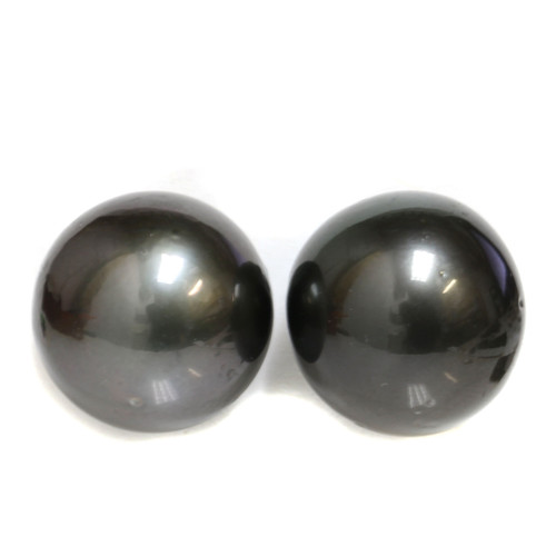 Tahitian Pearl Stud Earrings 14.5 MM Black AAA-