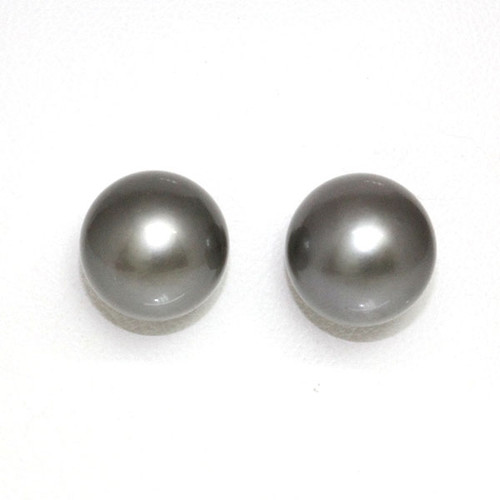 Tahitian Pearl Stud Earrings 12 MM Gray AAA