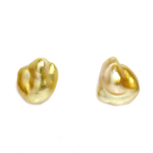 South Sea Keshi Pearl Stud Earrings 9 MM Deep Golden AAA Flawless