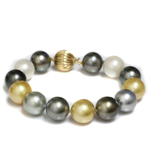 Tahitian & South Sea Pearl Bracelet AAA- Multi Color