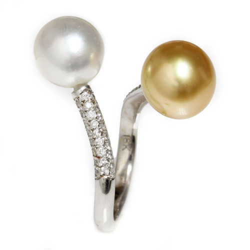 South Sea Pearl Diamond Bora Bora Ring 10.5 MM AAA