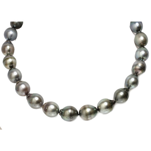 Tahitian Pearl Necklace  15 - 13 mm Dark Gray AAA-