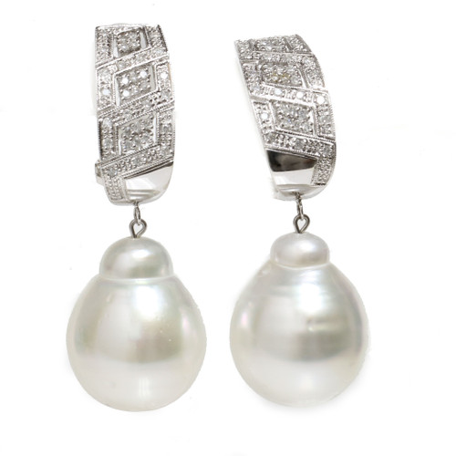 South Sea Pearl Diamond Mia Earrings 16 MM AAA-