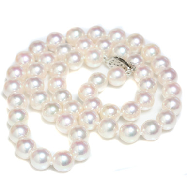 25-Inch Freshwater Akoya Pearl Necklace - 7-8mm White Baroque Pearls, Silver Plated, Handmade 4 thumbnail image