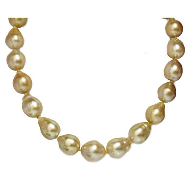 Golden South Sea Pearls Natural Color Baroque Shape, Sizes 11 to 14 Mm RF  022 