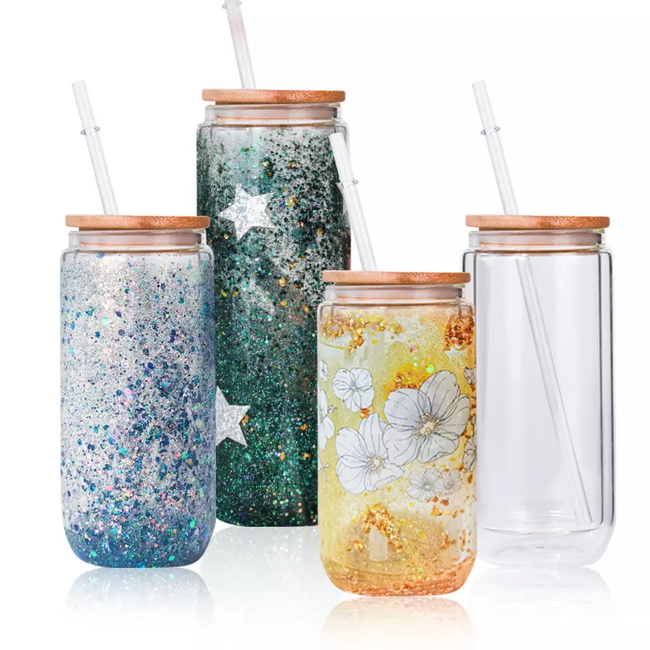 Sublimation Snow Globe Tumbler, Snow Globe Glass Tumbler