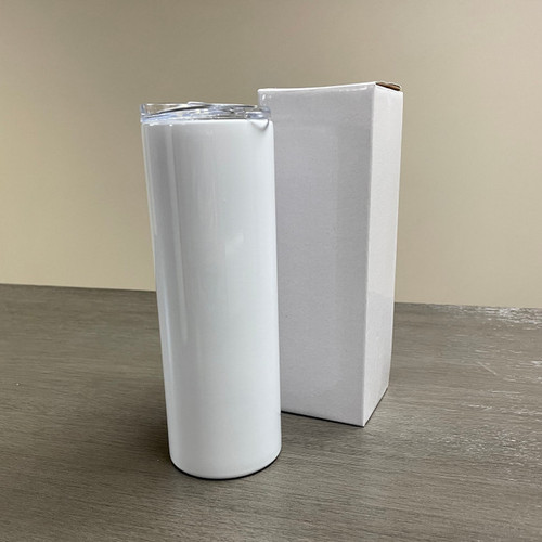 25 Pack 20oz Blank Sublimation Tumblers Skinny Straight White Stainless  Steel With Metal Straws and Rubber Bottoms 
