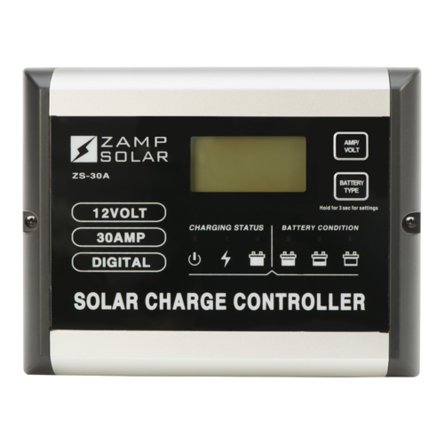 Zamp Solar 30 Amp 5-Stage PWM Solar Charge Controller Front View