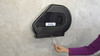 Commercial restroom featuring a Mayfair jumbo roll toilet paper dispenser with stub roll compartment providing continuous tissue availability