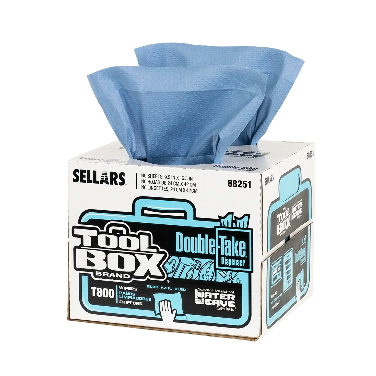 WATERWEAVE T800 Wipers - Double-Take Pop-Up Box, Blue, 140 Sheets
