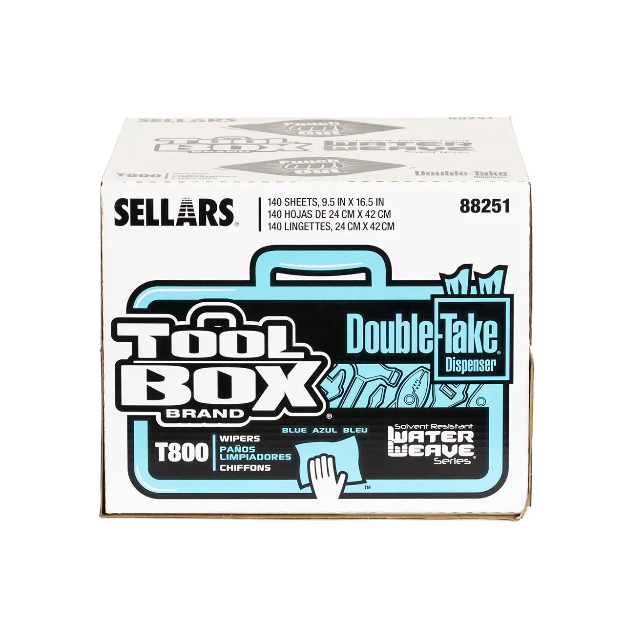 WATERWEAVE T800 Wipers - Double-Take Pop-Up Box, Blue, 140 Sheets