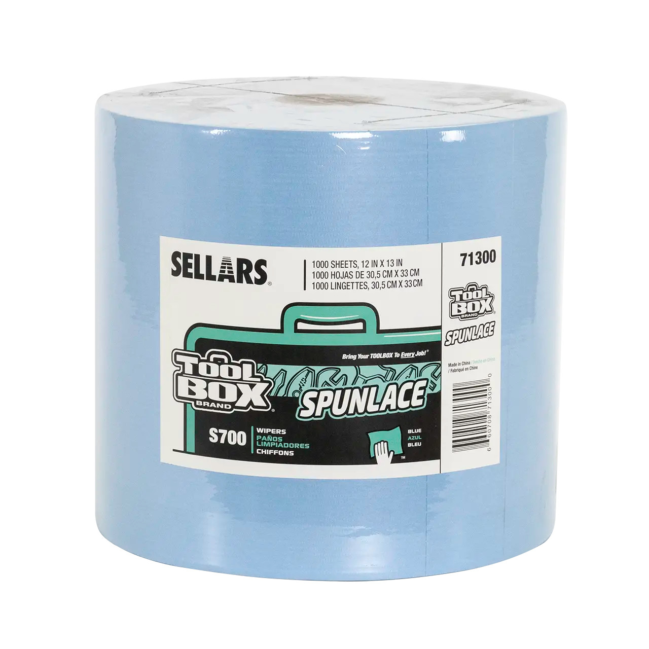 ソバージュ SPUNLACE S700 Wipers - Jumbo Roll, Blue, 1,000 Sheets - Sellars