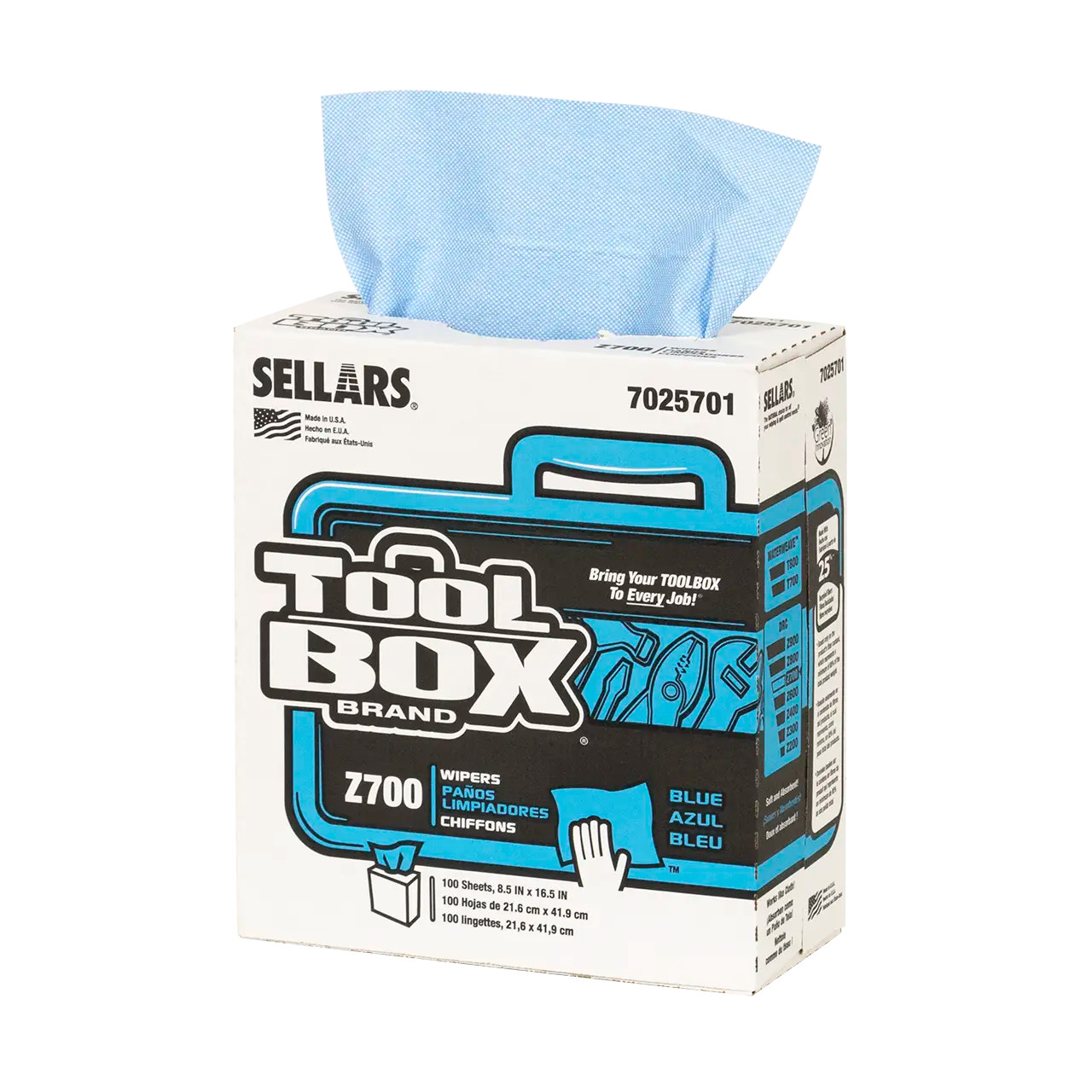 Z700 Wipers - Pop-Up Box, Blue, 100 Sheets - Sellars Absorbent