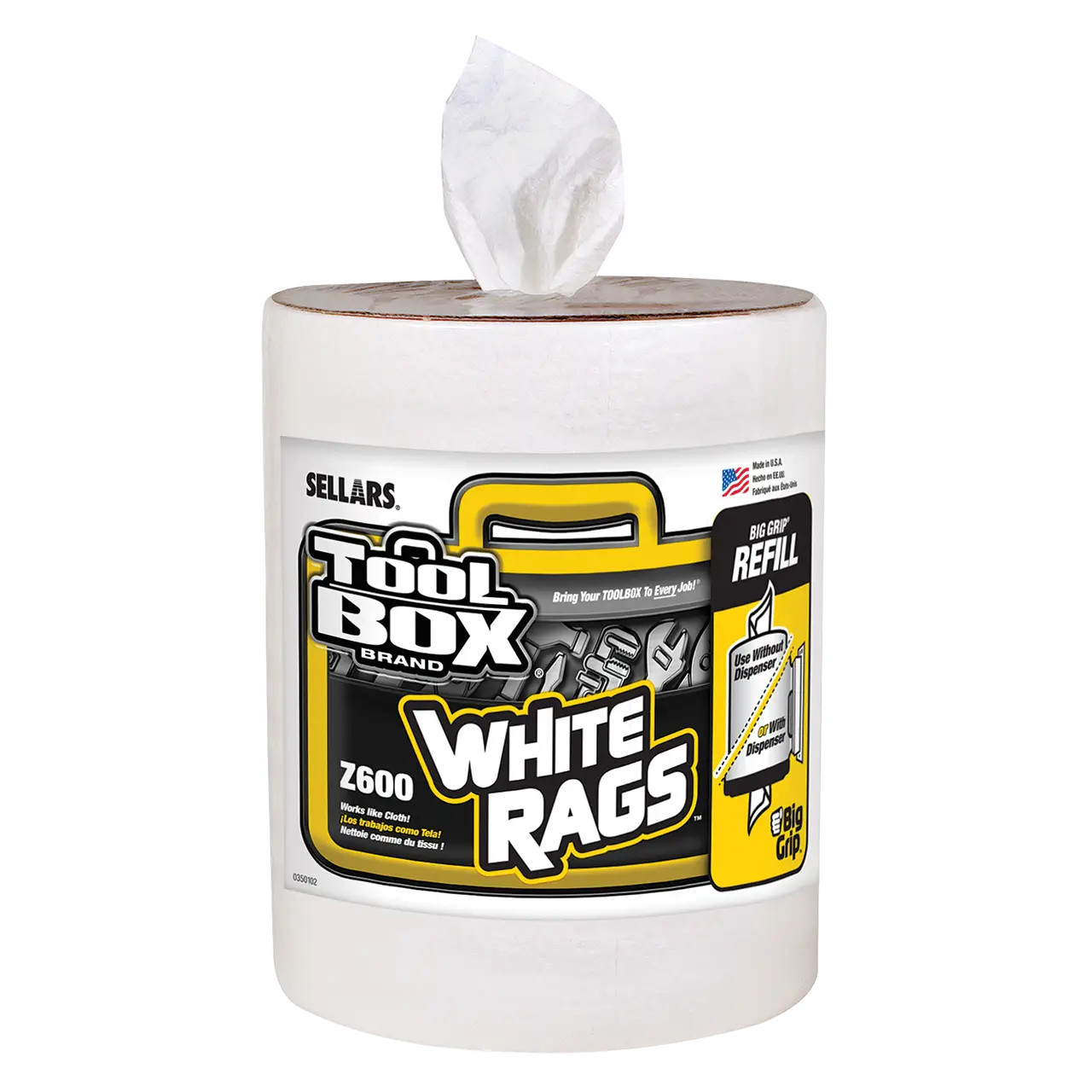 Z600 Wipers - Big Grip Refill, White, 300 Sheets - Sellars